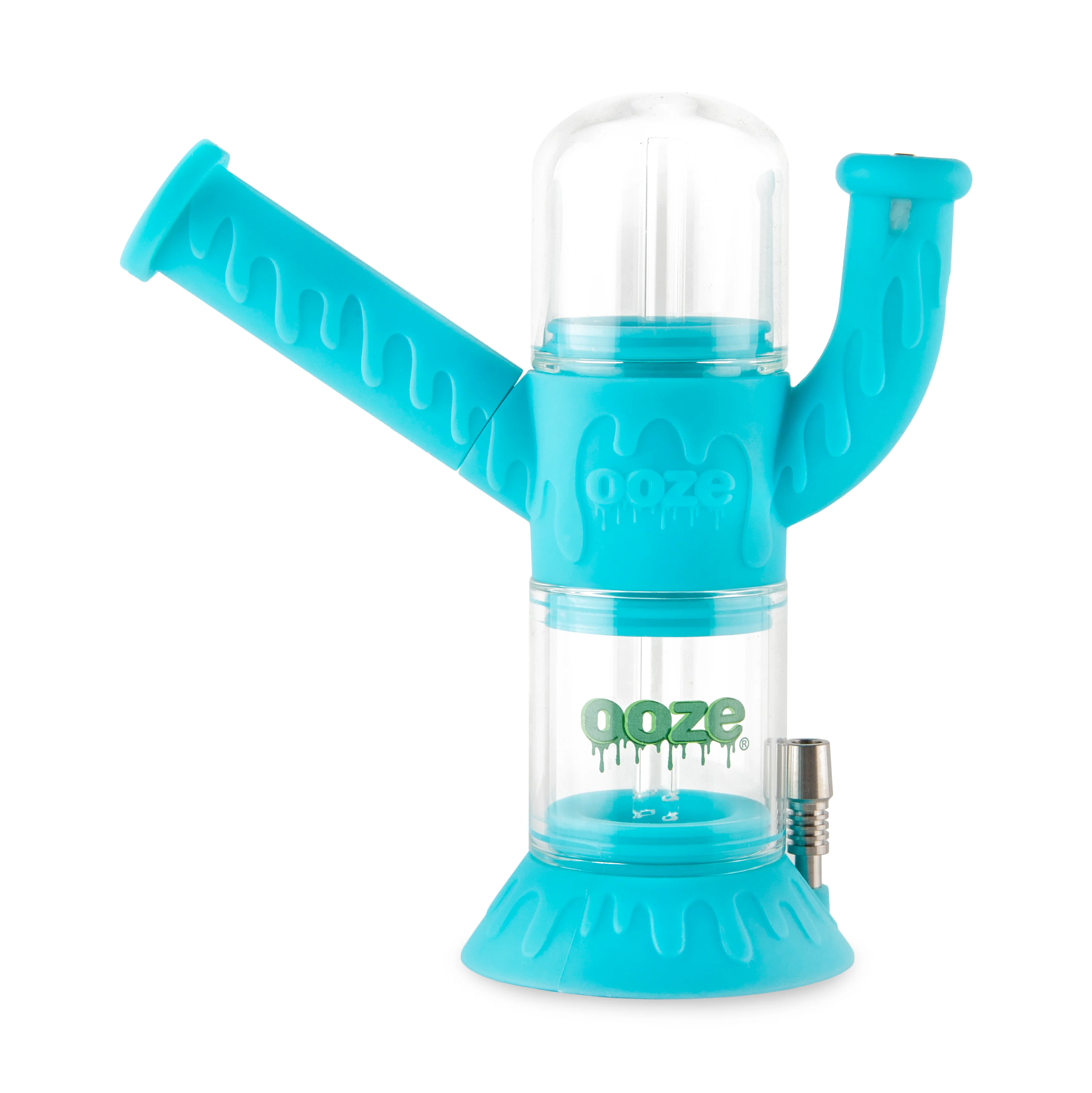 Ooze Cranium Silicone Water Pipe, Dab Rig & Dab Straw - Aqua Teal - Image 3