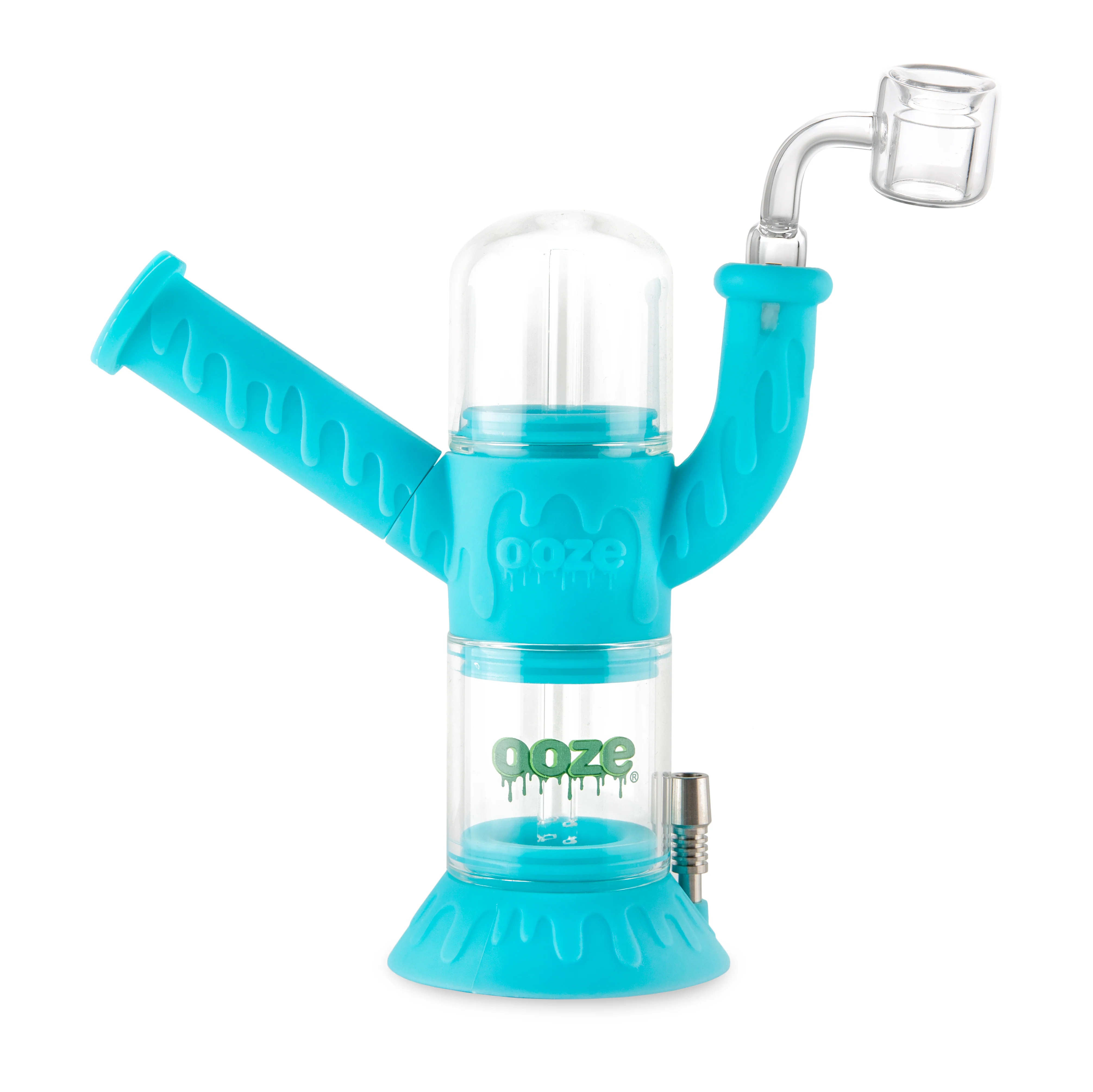 Ooze Cranium Silicone Water Pipe, Dab Rig & Dab Straw - Aqua Teal - Image 4