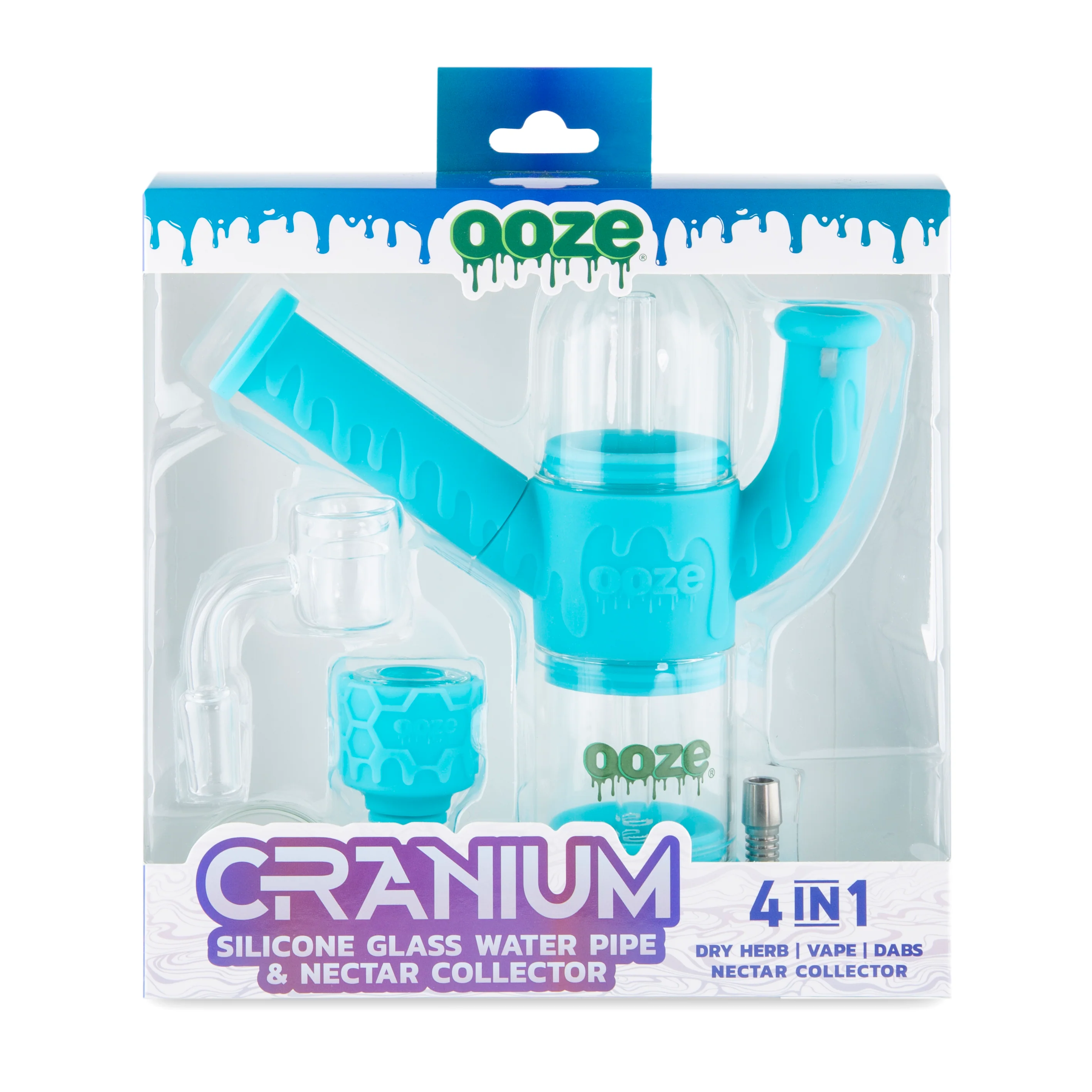 Ooze Cranium Silicone Water Pipe, Dab Rig & Dab Straw - Aqua Teal - Image 6