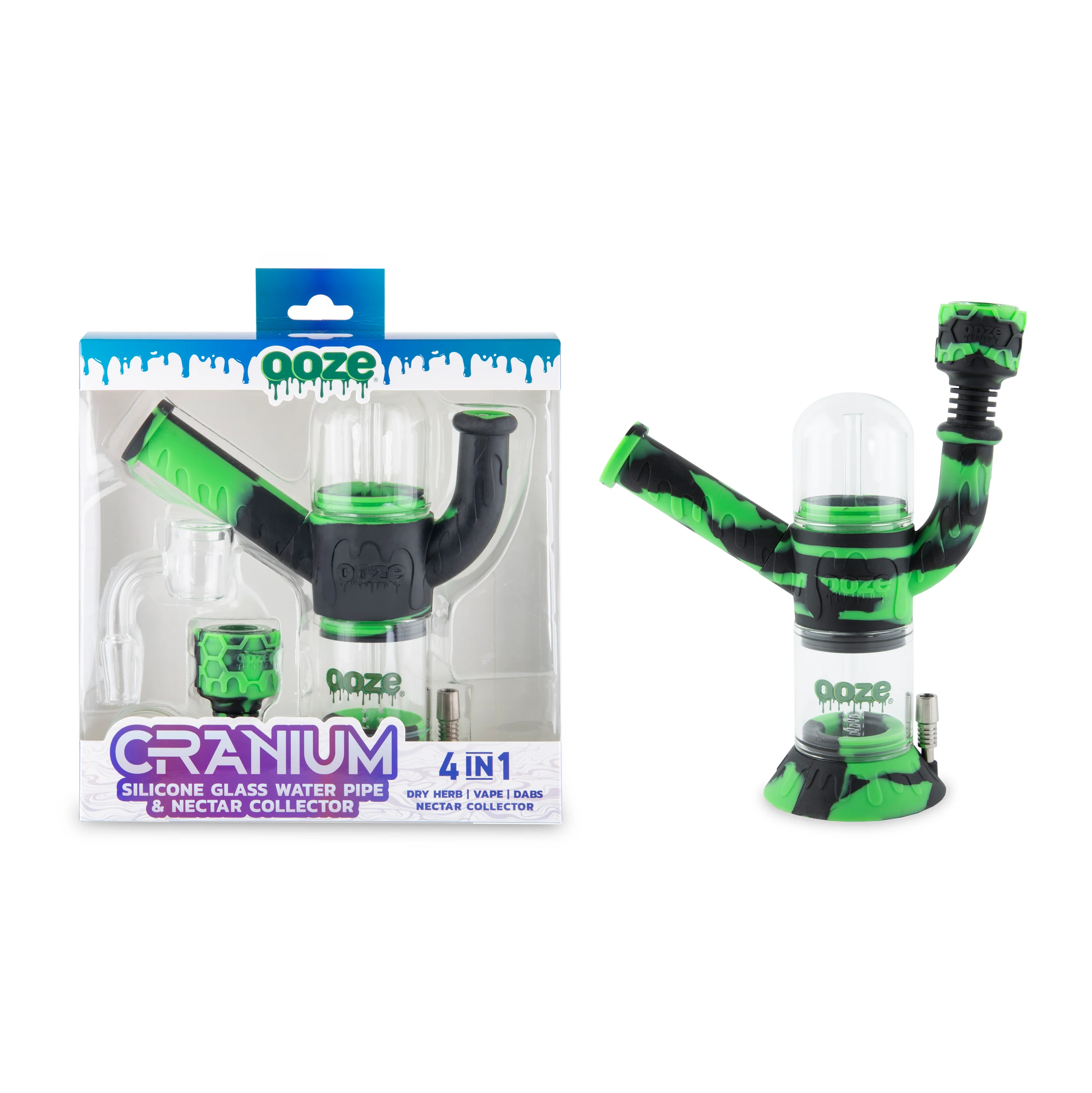 Ooze Cranium Silicone Water Pipe, Dab Rig & Dab Straw - Chameleon - Image 2