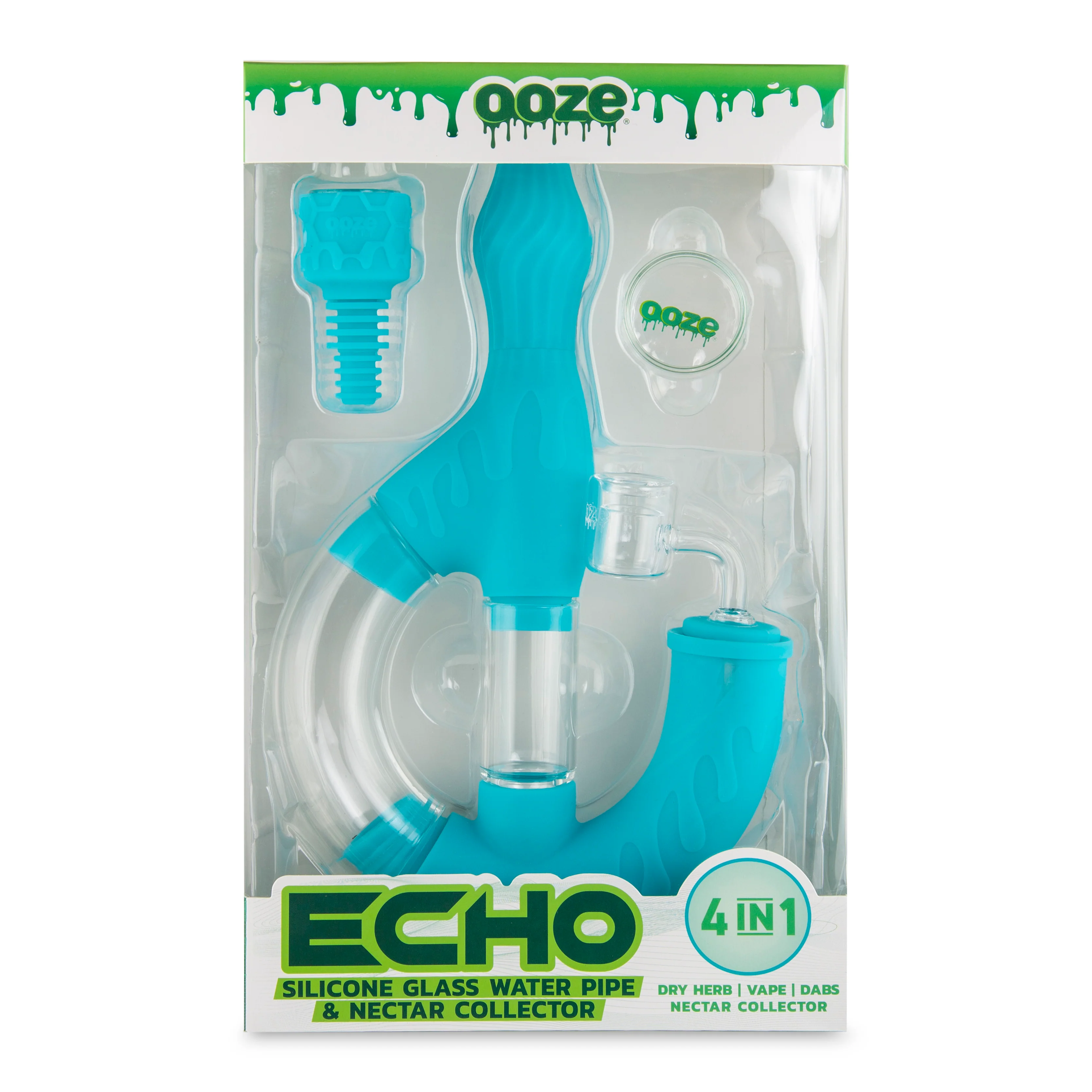 Ooze Echo Silicone Water Pipe, Dab Rig & Dab Straw - Aqua Teal - Image 3