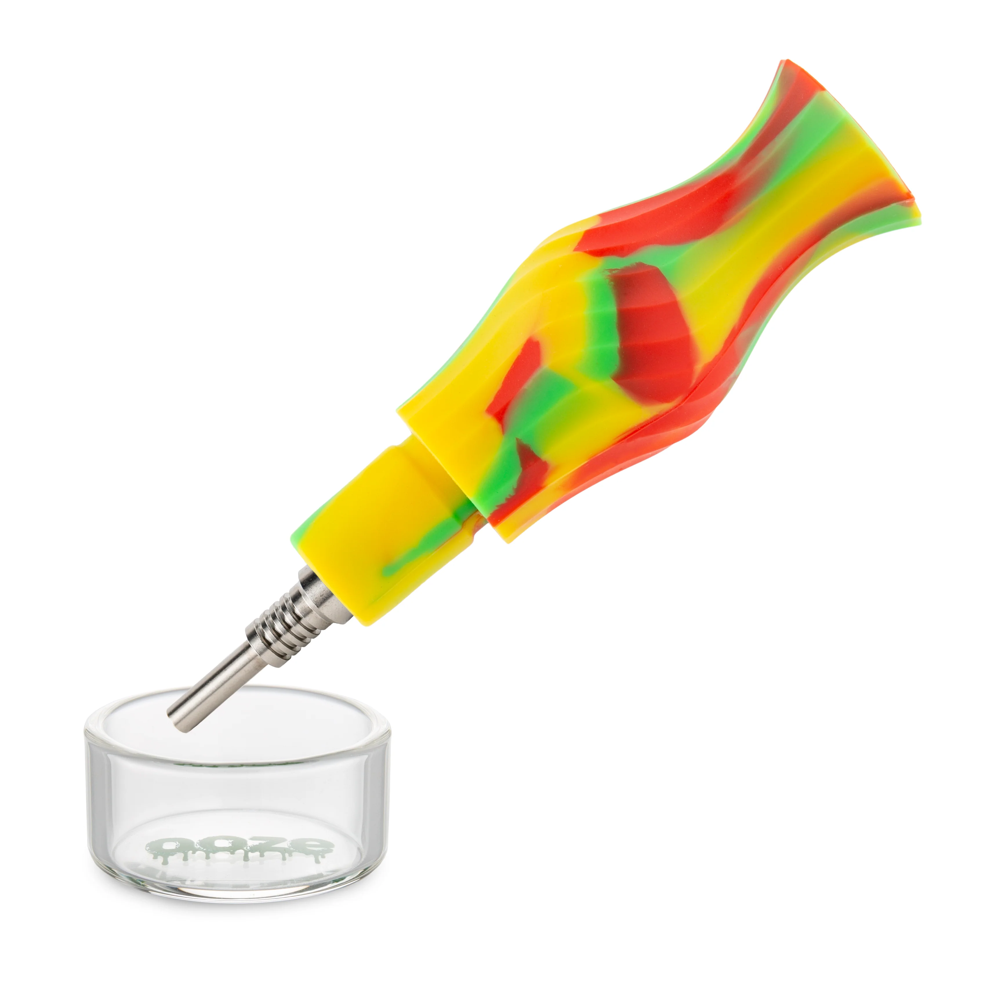 Ooze Echo Silicone Water Pipe, Dab Rig & Dab Straw - Rasta - Image 8