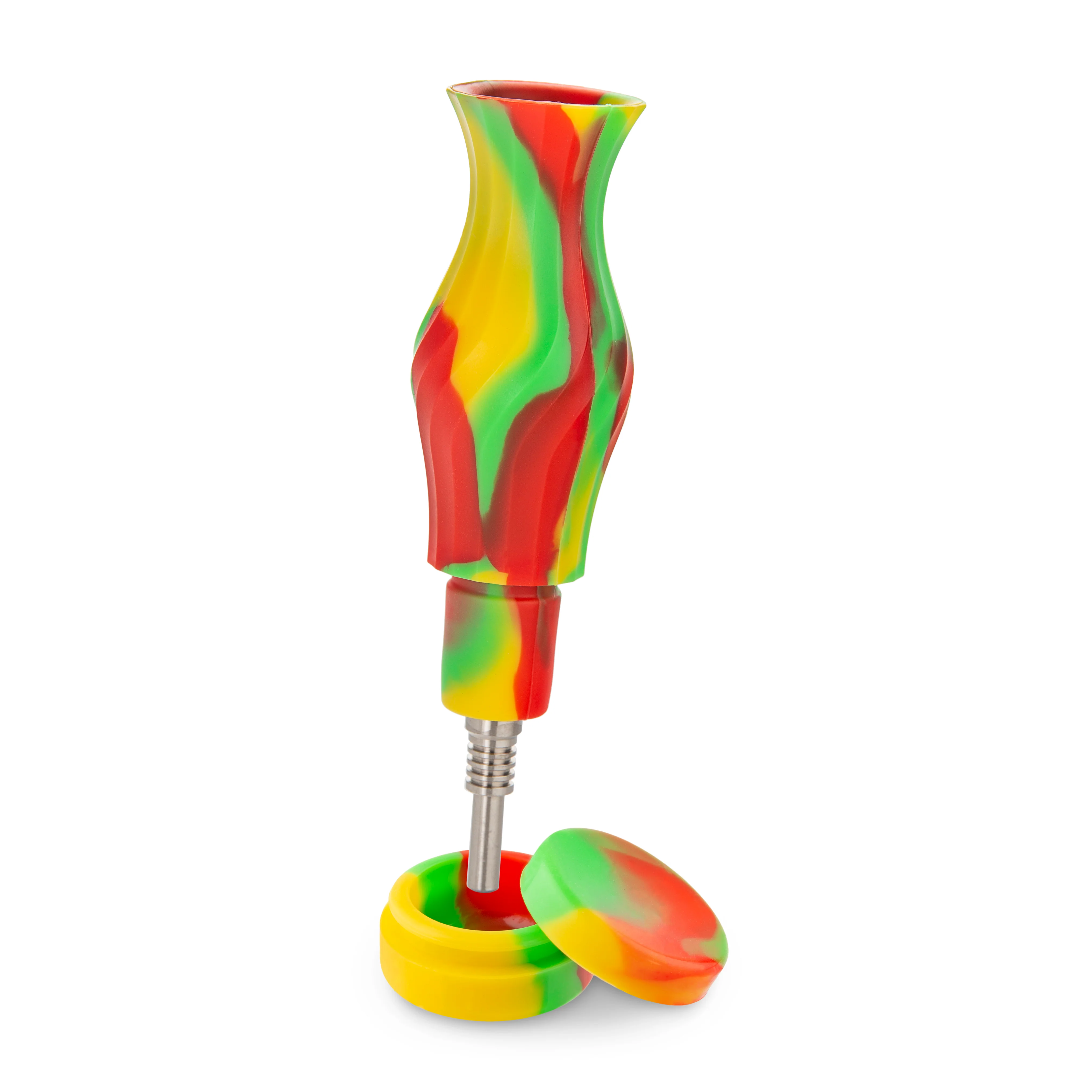 Ooze Echo Silicone Water Pipe, Dab Rig & Dab Straw - Rasta - Image 9