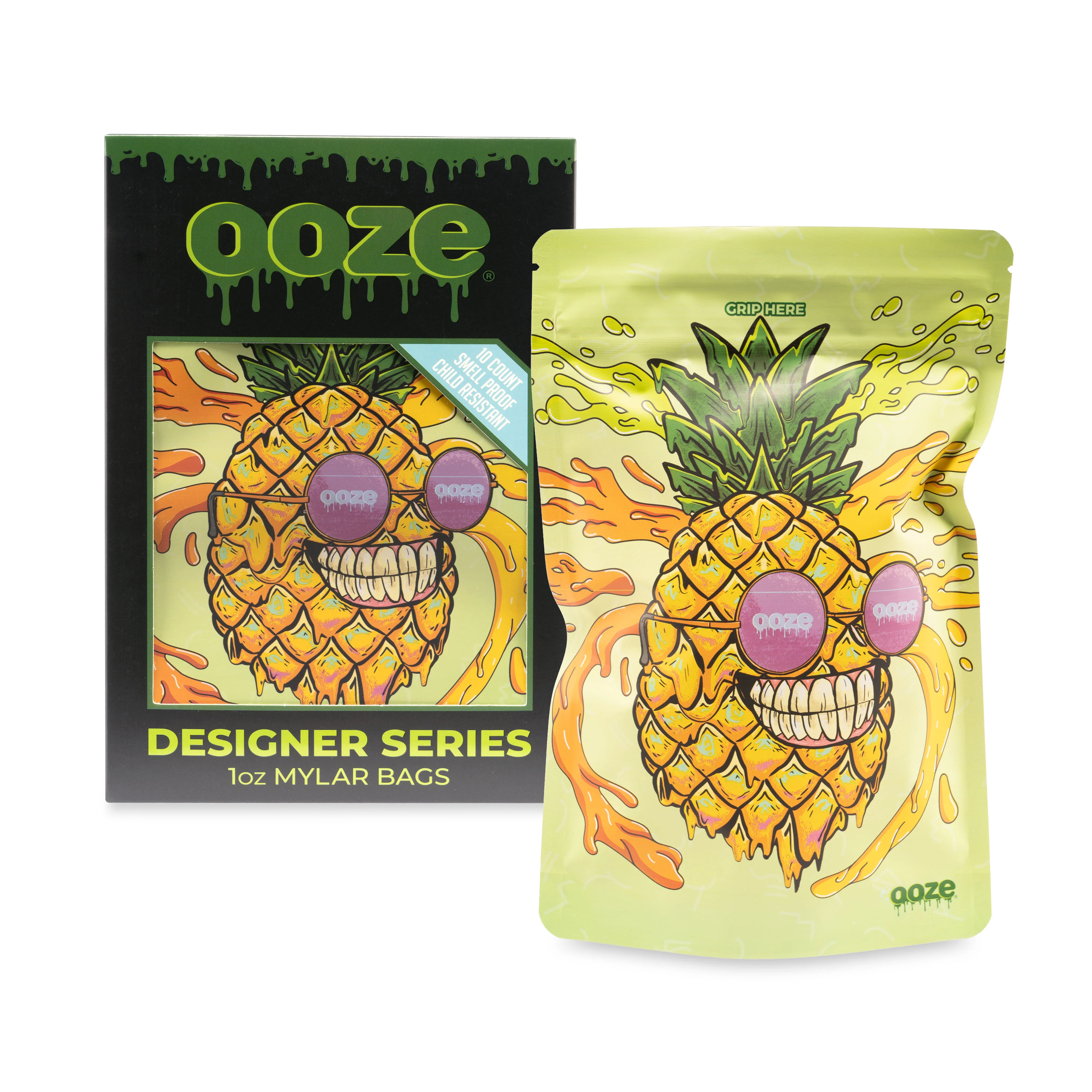 Ooze Designer Series 1 Ounce Mylar Bag 10-Count Box - Mr. Pineapple - Image 2