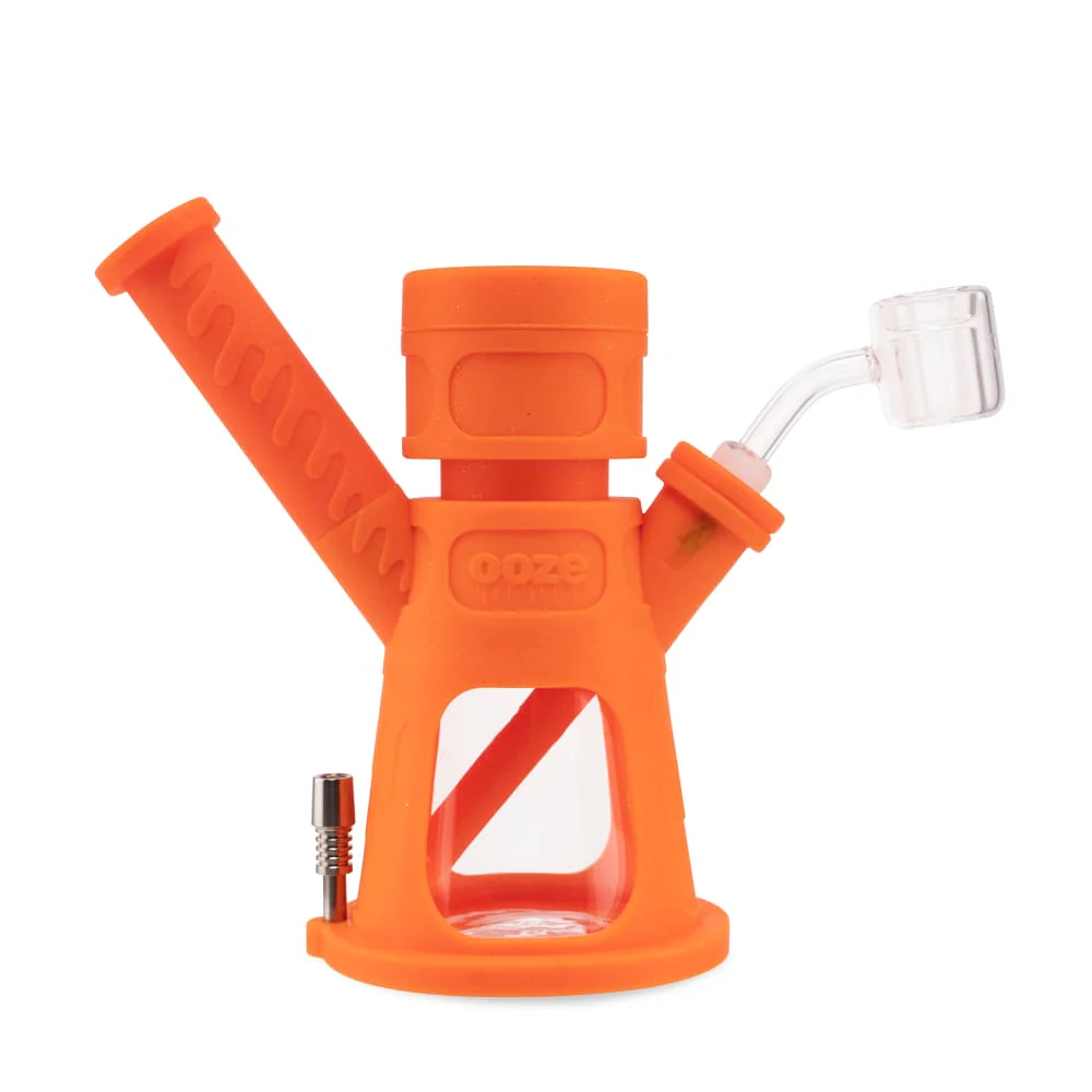 Ooze Hyborg Silicone Water Pipe, Dab Rig & Dab Straw - Orange Burst - Image 2