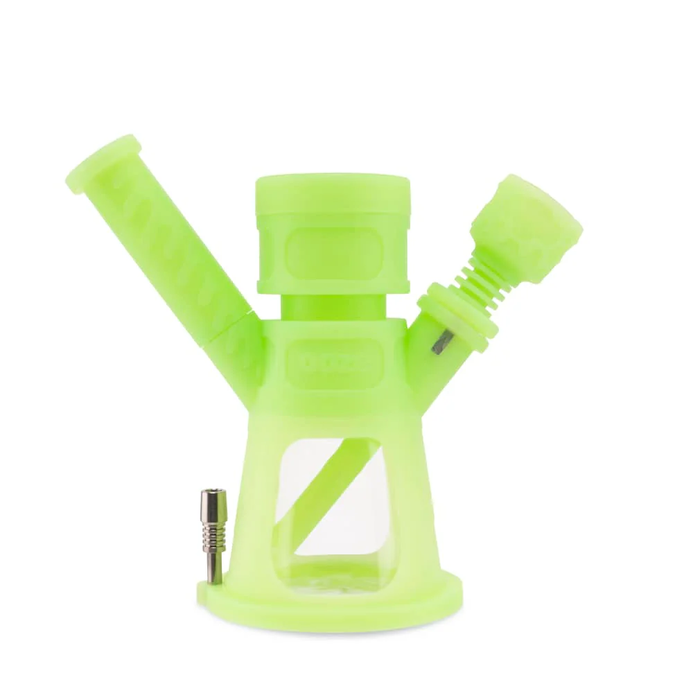 Ooze Hyborg Silicone Water Pipe, Dab Rig & Dab Straw - Green Glow