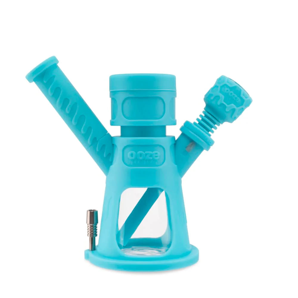 Ooze Hyborg Silicone Water Pipe, Dab Rig & Dab Straw - Aqua Teal