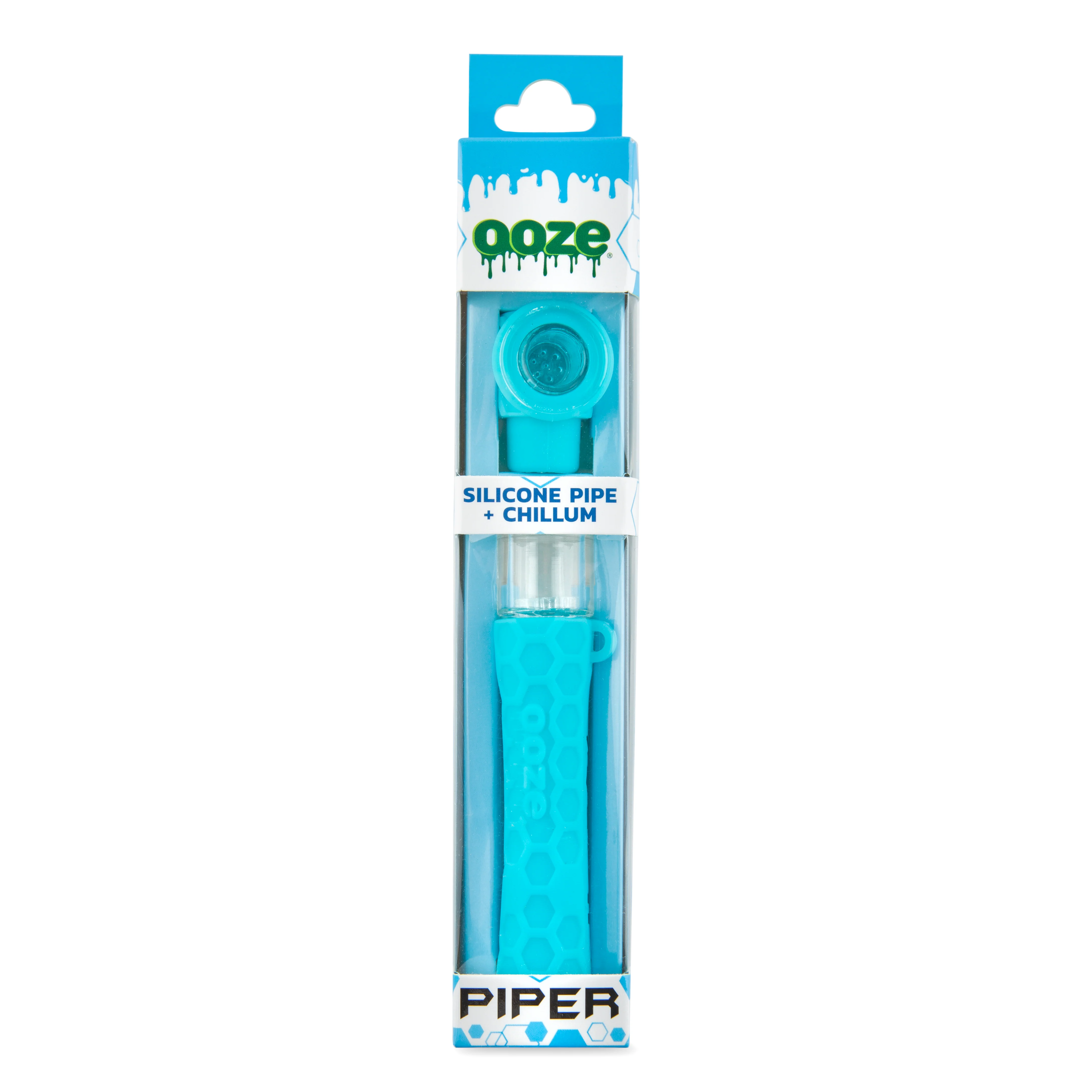Ooze Piper Silicone Glass Hand Pipe & Chillum - Aqua Teal - Image 2