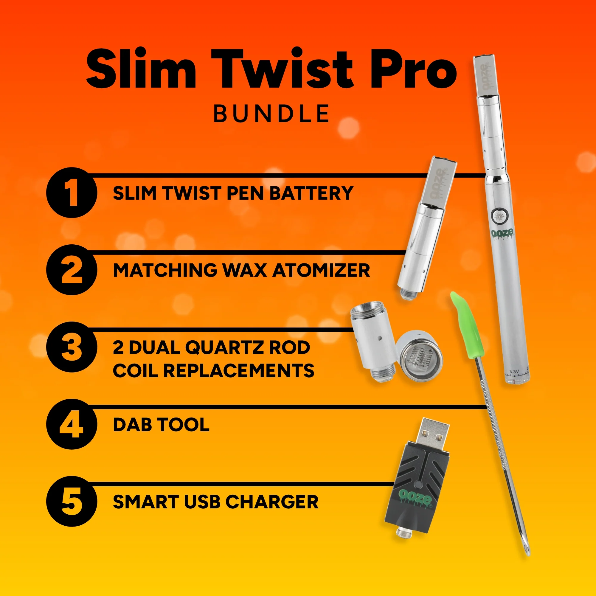 Slim Twist Pro 510 Thread Battery + Atomizer Kit - Silver - Image 2