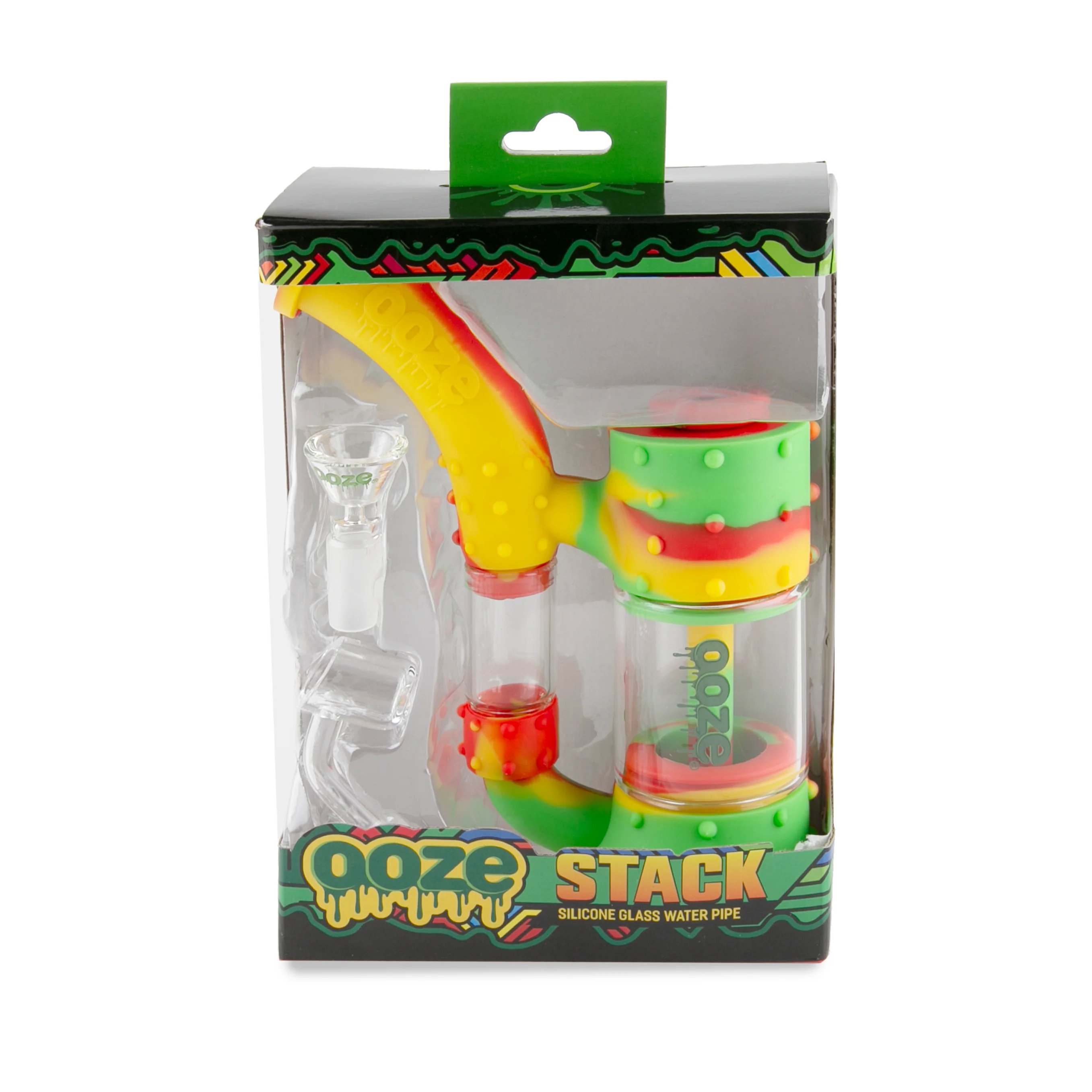 Ooze Stack Pipe Silicone Water Bubbler & Dab Rig - Rasta - Image 6