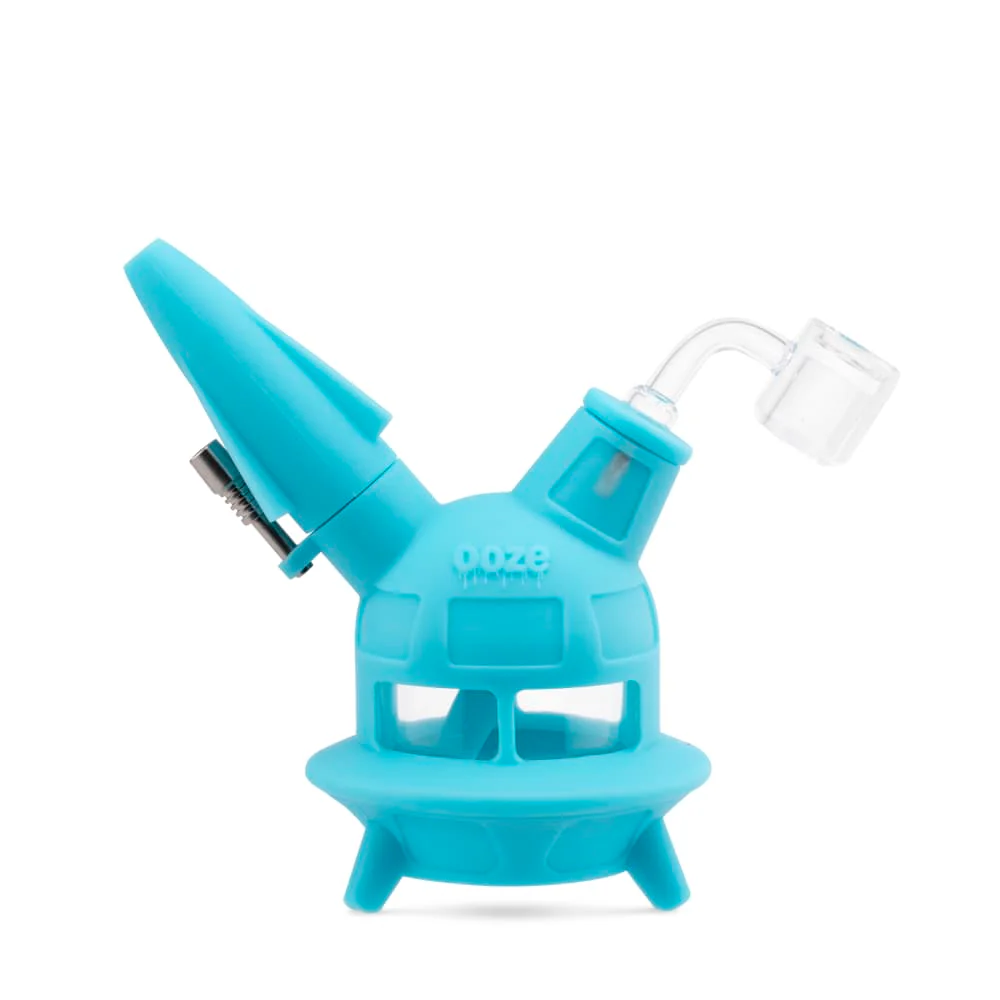 Ooze UFO Silicone Water Pipe & Dab Straw - Aqua Teal - Image 3