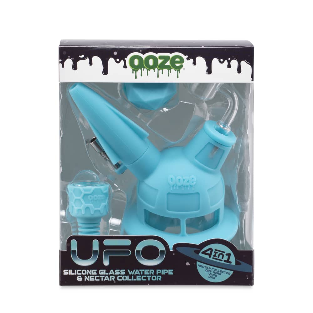 Ooze UFO Silicone Water Pipe & Dab Straw - Aqua Teal - Image 6