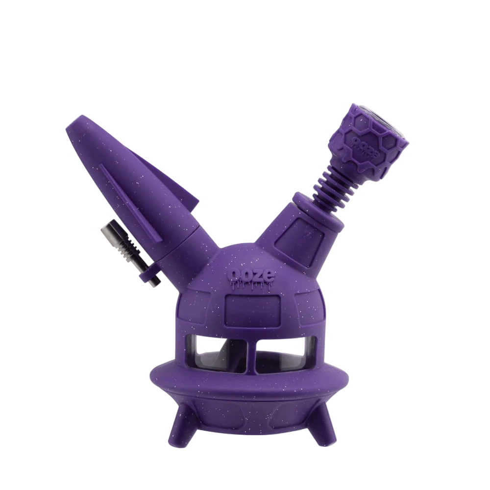 Ooze UFO Silicone Water Pipe & Dab Straw - Shimmer Purple