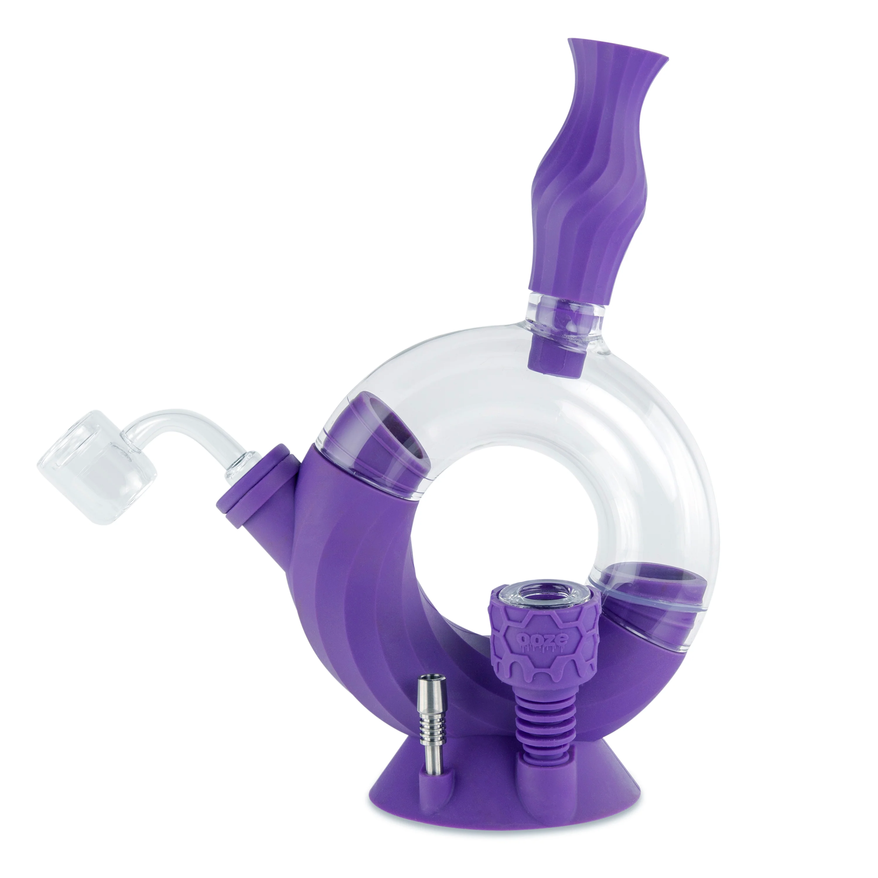 Ooze Ozone Silicone Water Pipe, Dab Rig & Dab Straw - Ultra Purple - Image 2