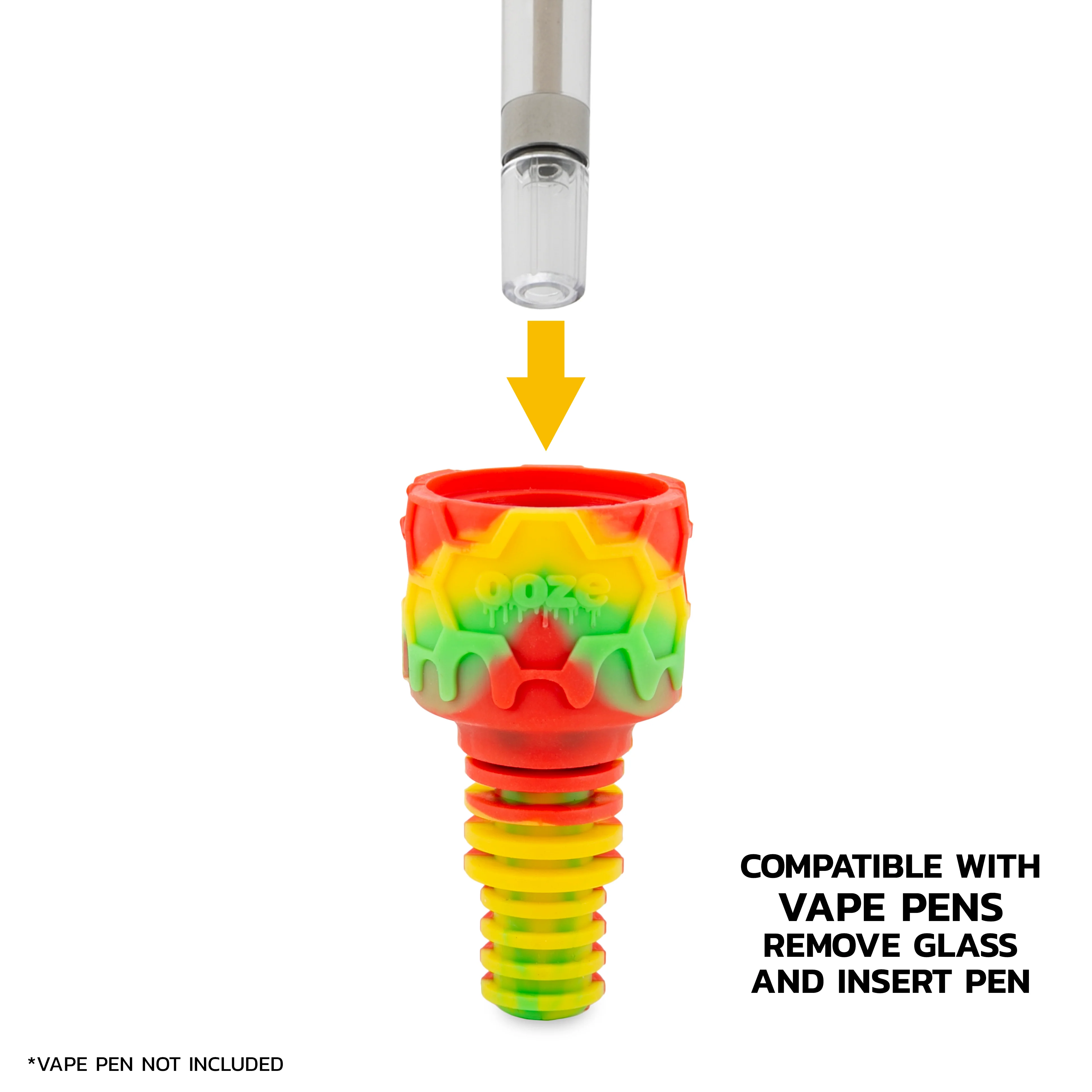Ooze Swerve Silicone Water Pipe, Dab Rig & Dab Straw - Rasta - Image 8
