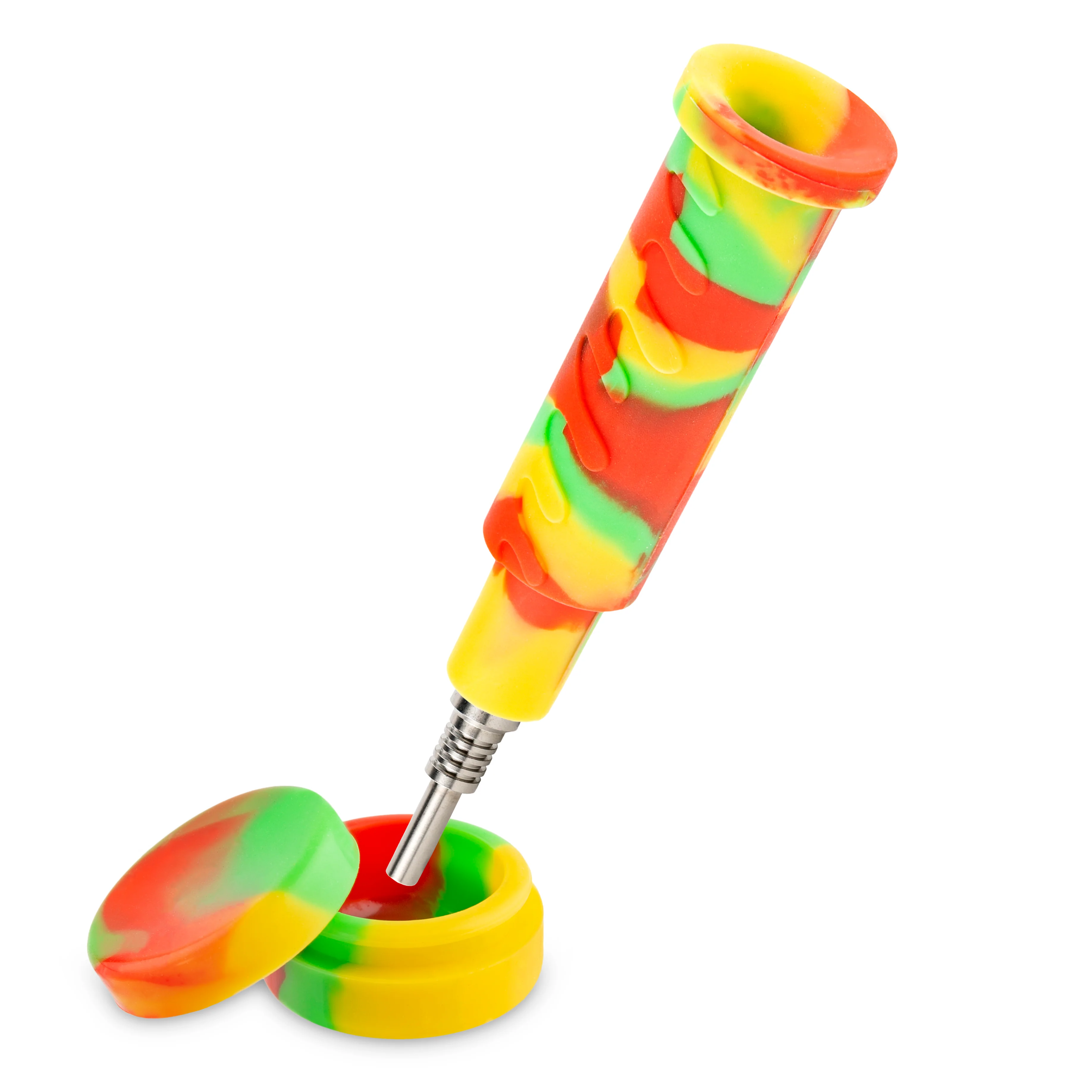 Ooze Swerve Silicone Water Pipe, Dab Rig & Dab Straw - Rasta - Image 9