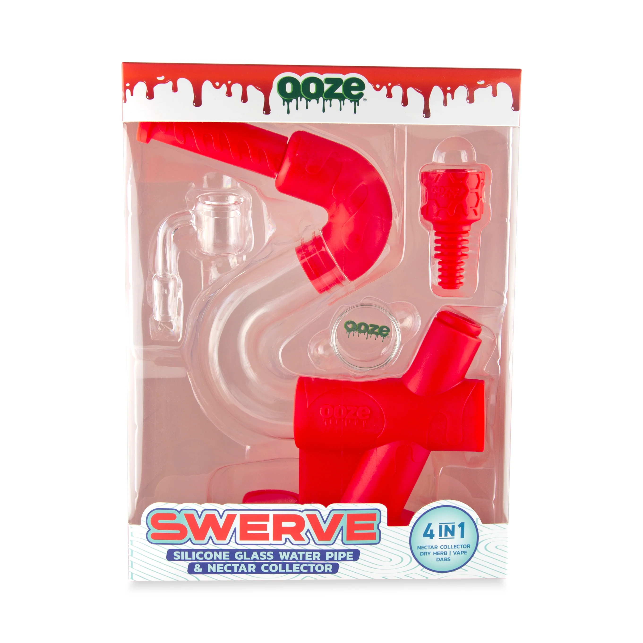 Ooze Swerve Silicone Water Pipe, Dab Rig & Dab Straw - Scarlet - Image 3