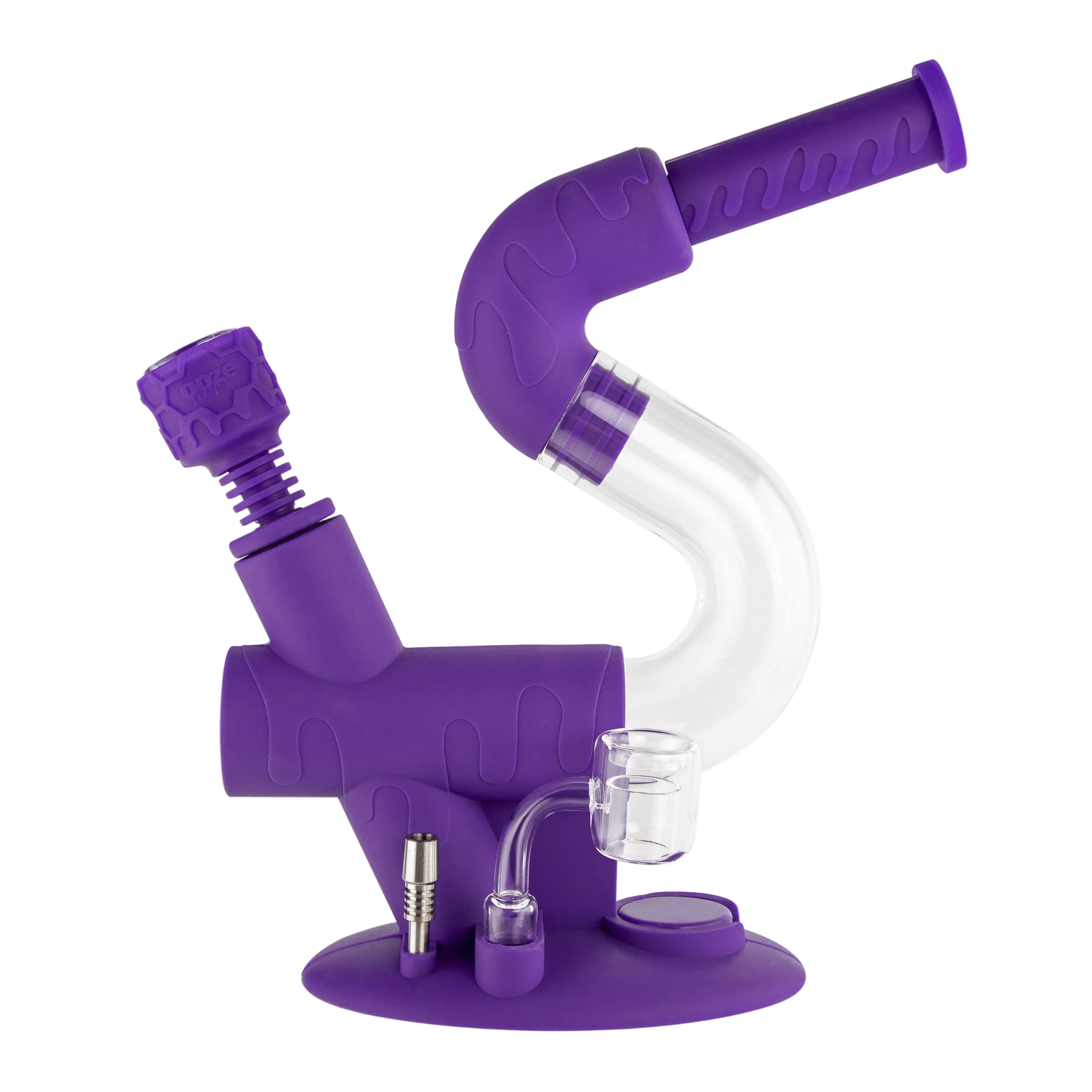 Ooze Swerve Silicone Water Pipe, Dab Rig & Dab Straw - Ultra Purple