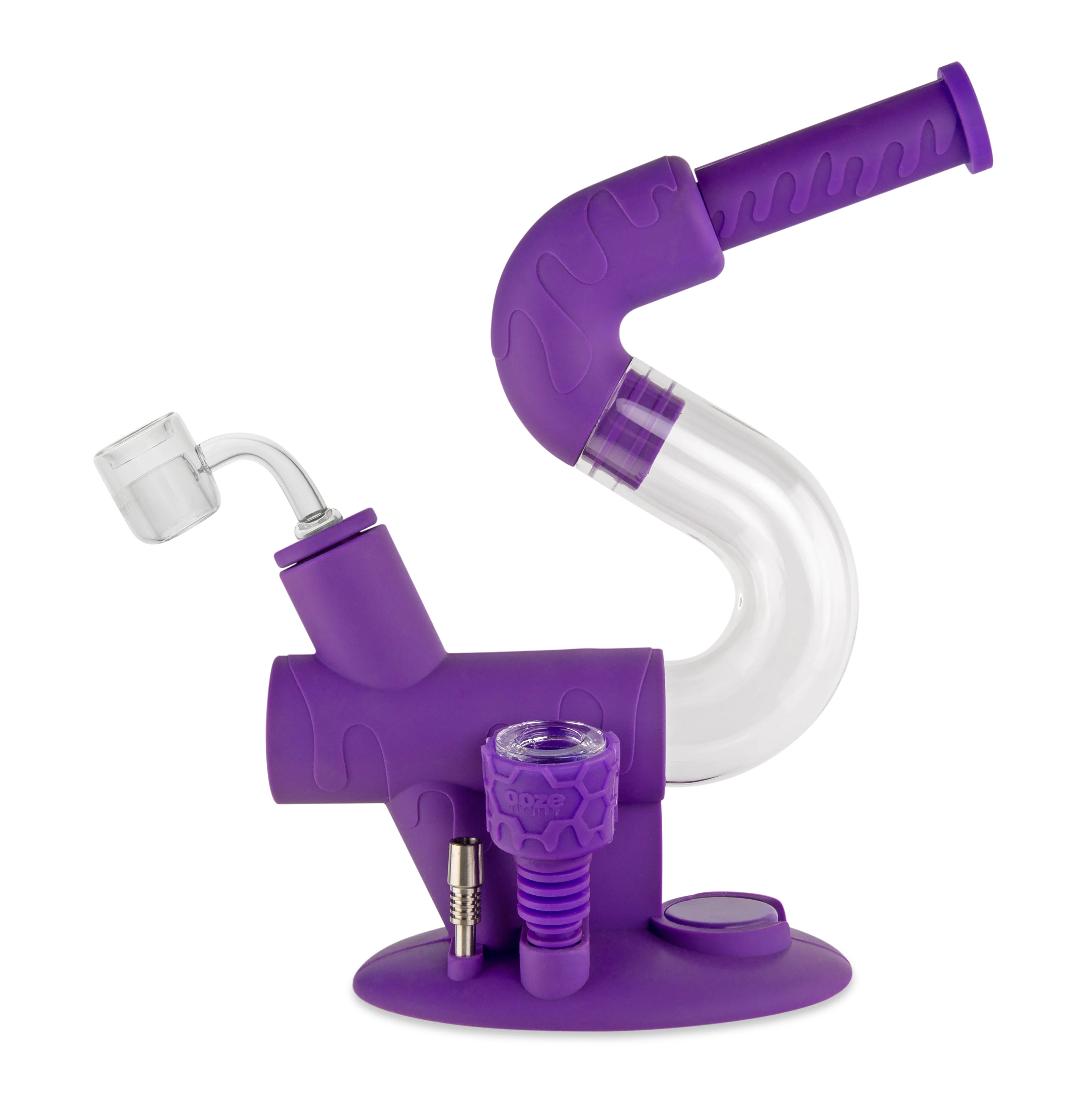 Ooze Swerve Silicone Water Pipe, Dab Rig & Dab Straw - Ultra Purple - Image 2